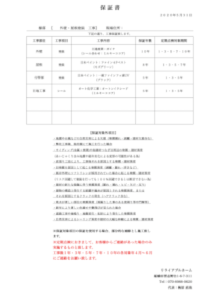 適正な保証書の発行